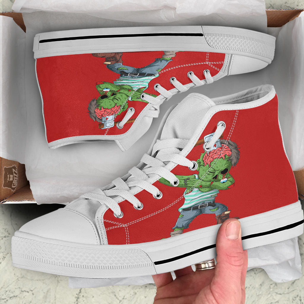 Zombie Dap Print White High Top Shoes-grizzshop