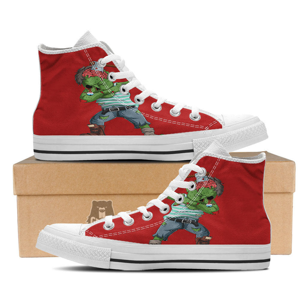 Zombie Dap Print White High Top Shoes-grizzshop