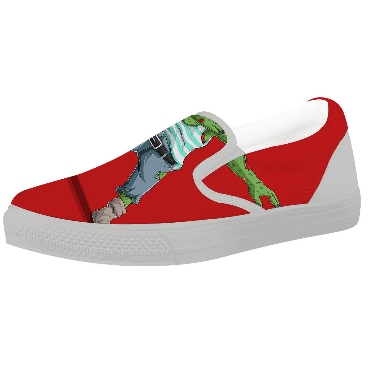 Zombie Dap Print White Slip On Shoes-grizzshop
