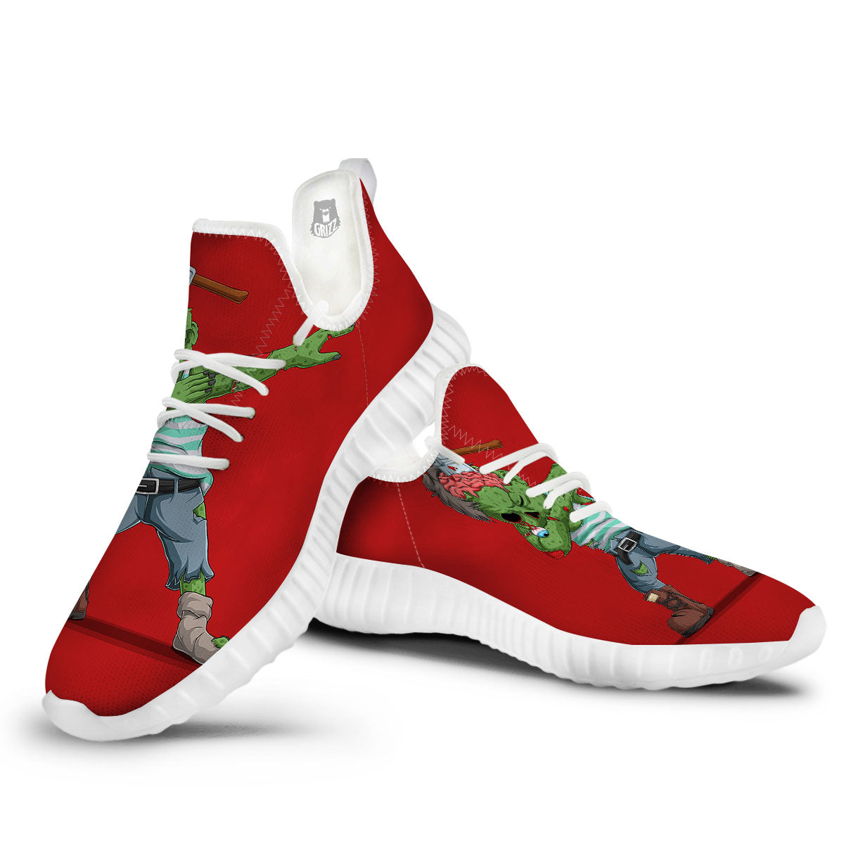 Zombie Dap Print White Walking Shoes-grizzshop