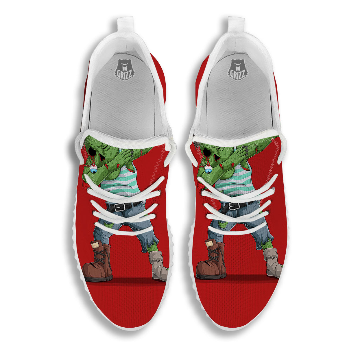 Zombie Dap Print White Walking Shoes-grizzshop