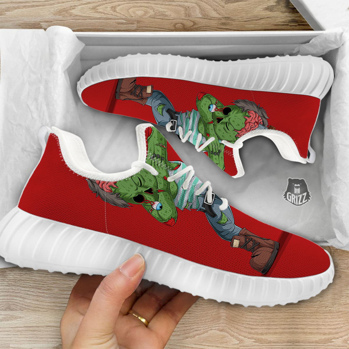 Zombie Dap Print White Walking Shoes-grizzshop
