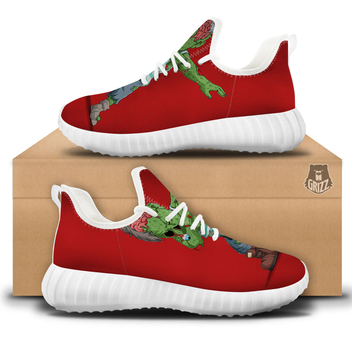 Zombie Dap Print White Walking Shoes-grizzshop
