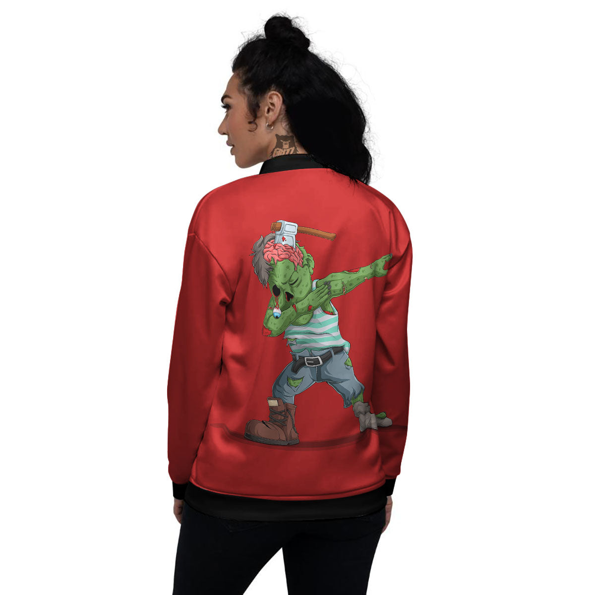 Zombie Dap Print Women's Bomber Jacket-grizzshop