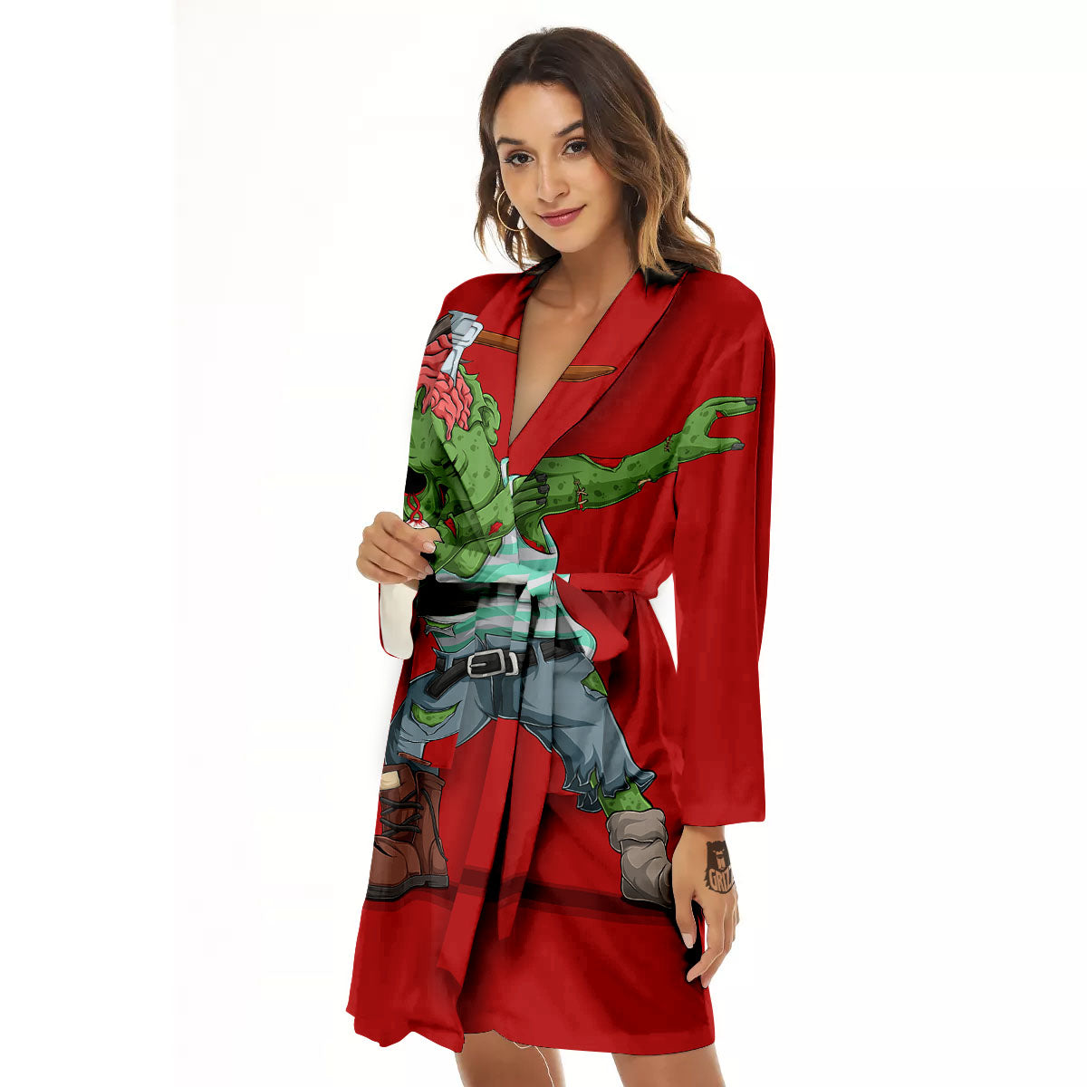 Zombie Dap Print Women's Robe-grizzshop