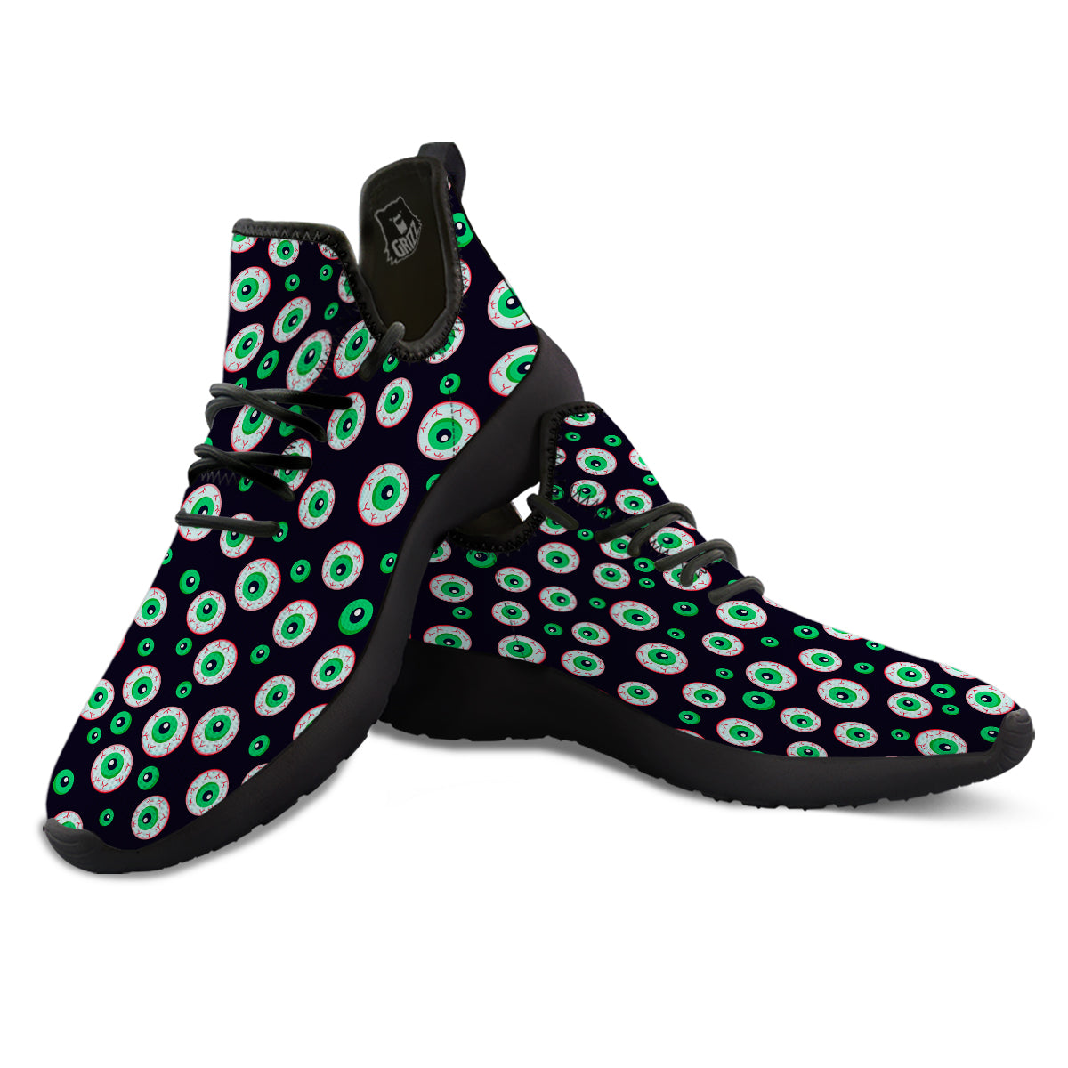 Zombie Eyeball Print Pattern Black Athletic Shoes-grizzshop