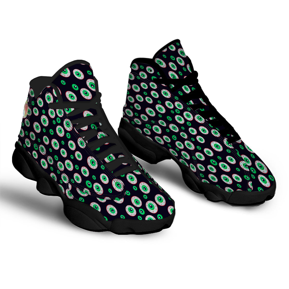 Zombie Eyeball Print Pattern Black Basketball Shoes-grizzshop