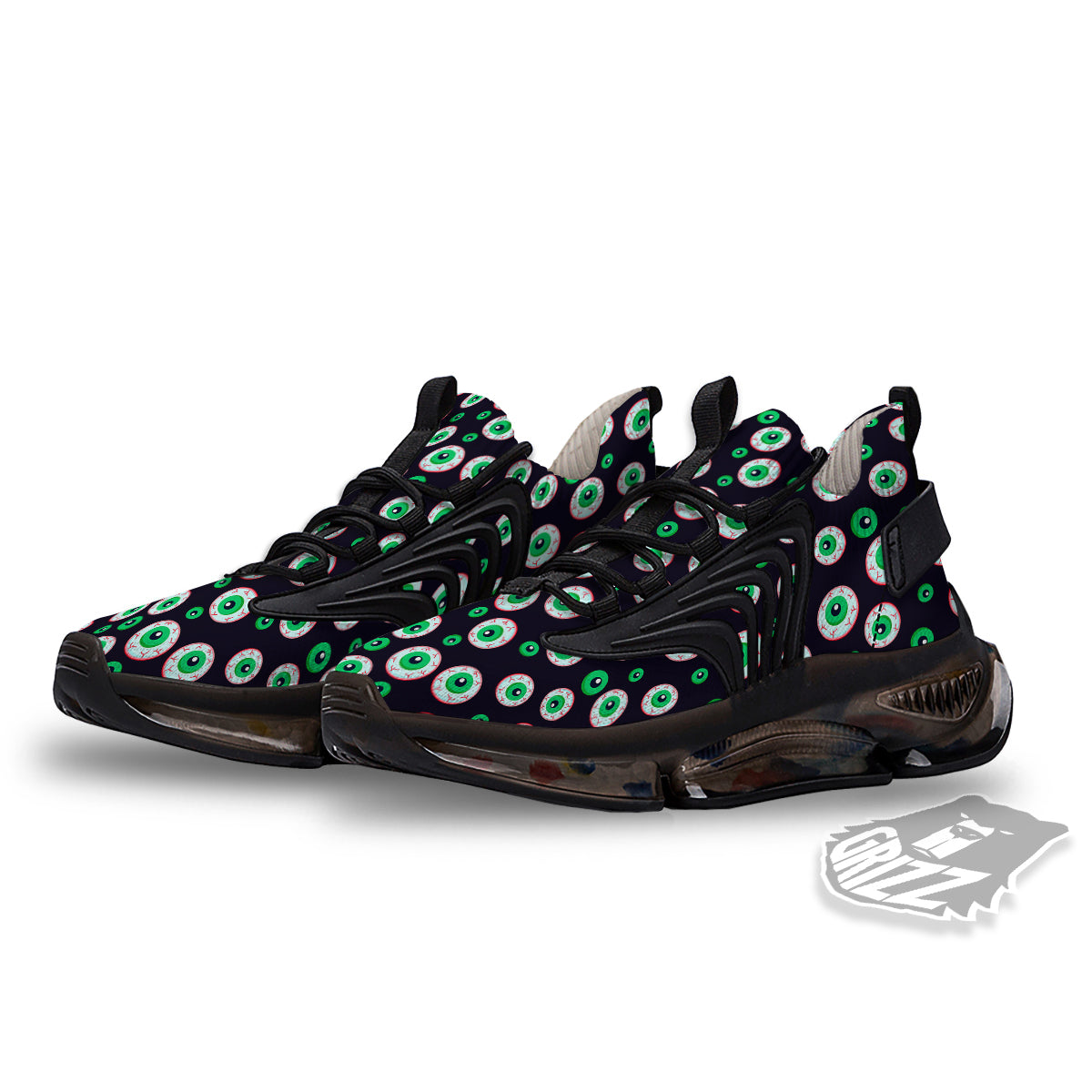 Zombie Eyeball Print Pattern Black Gym Shoes-grizzshop