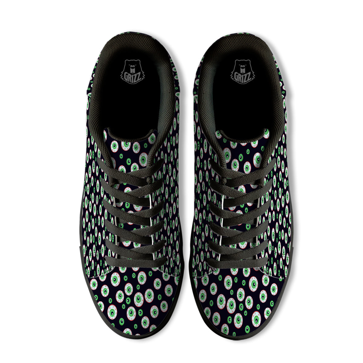 Zombie Eyeball Print Pattern Black Low Top Sneakers-grizzshop
