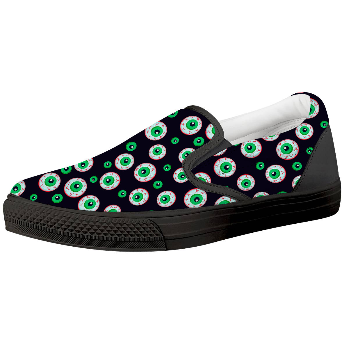 Zombie Eyeball Print Pattern Black Slip On Shoes-grizzshop