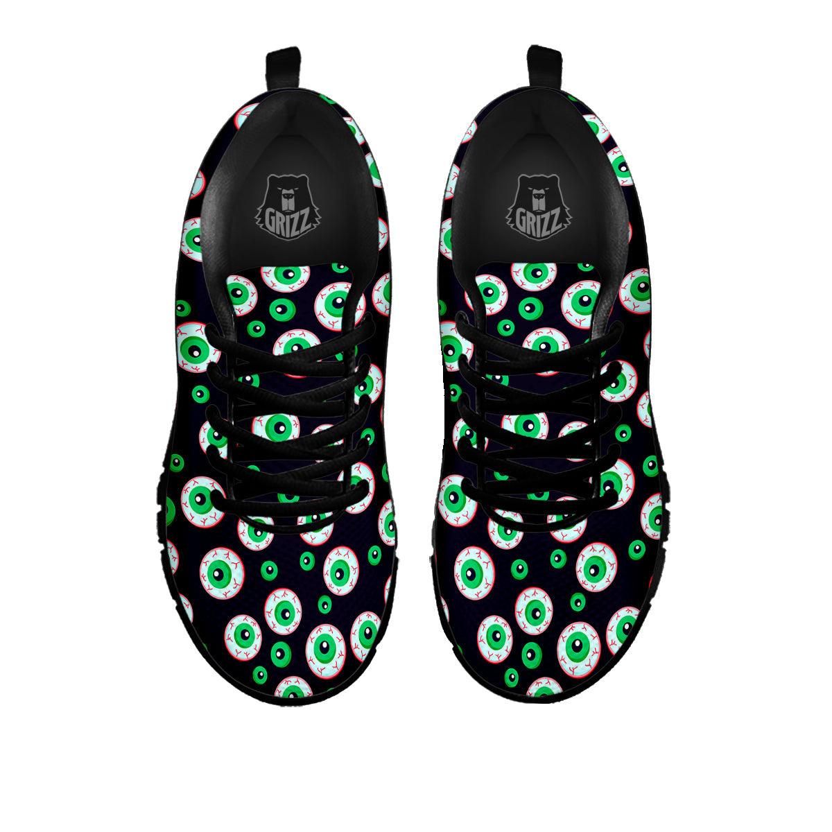 Zombie Eyeball Print Pattern Black Sneaker-grizzshop