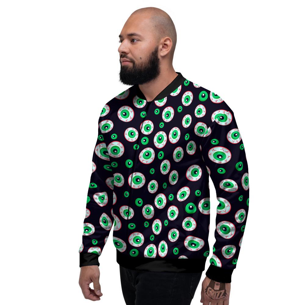 Zombie Eyeball Print Pattern Men's Bomber Jacket-grizzshop