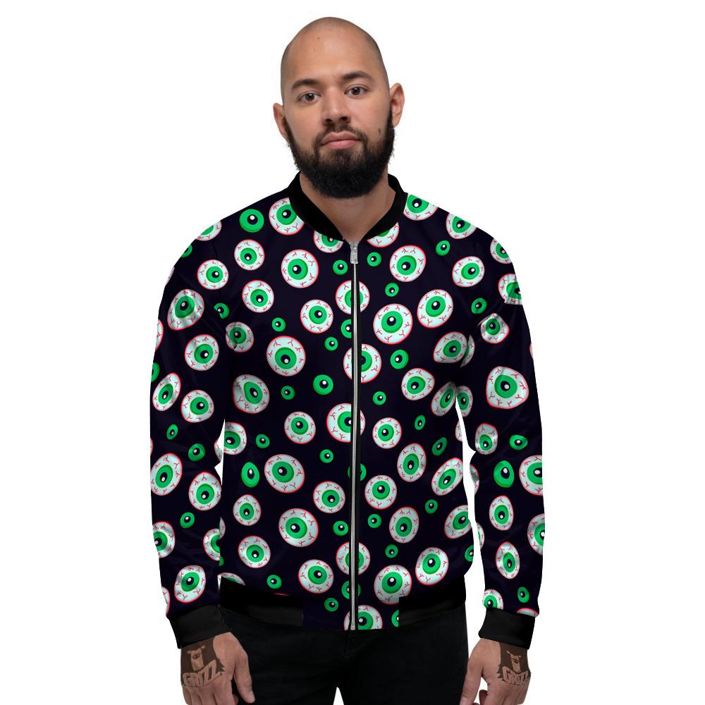 Zombie Eyeball Print Pattern Men's Bomber Jacket-grizzshop