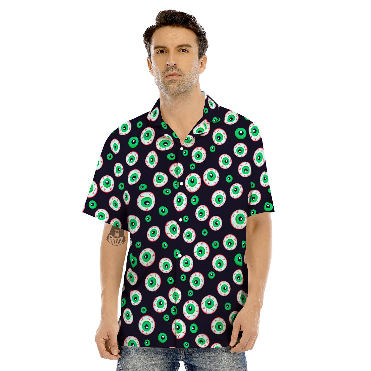 Zombie Eyeball Print Pattern Men's Hawaiian Shirt-grizzshop