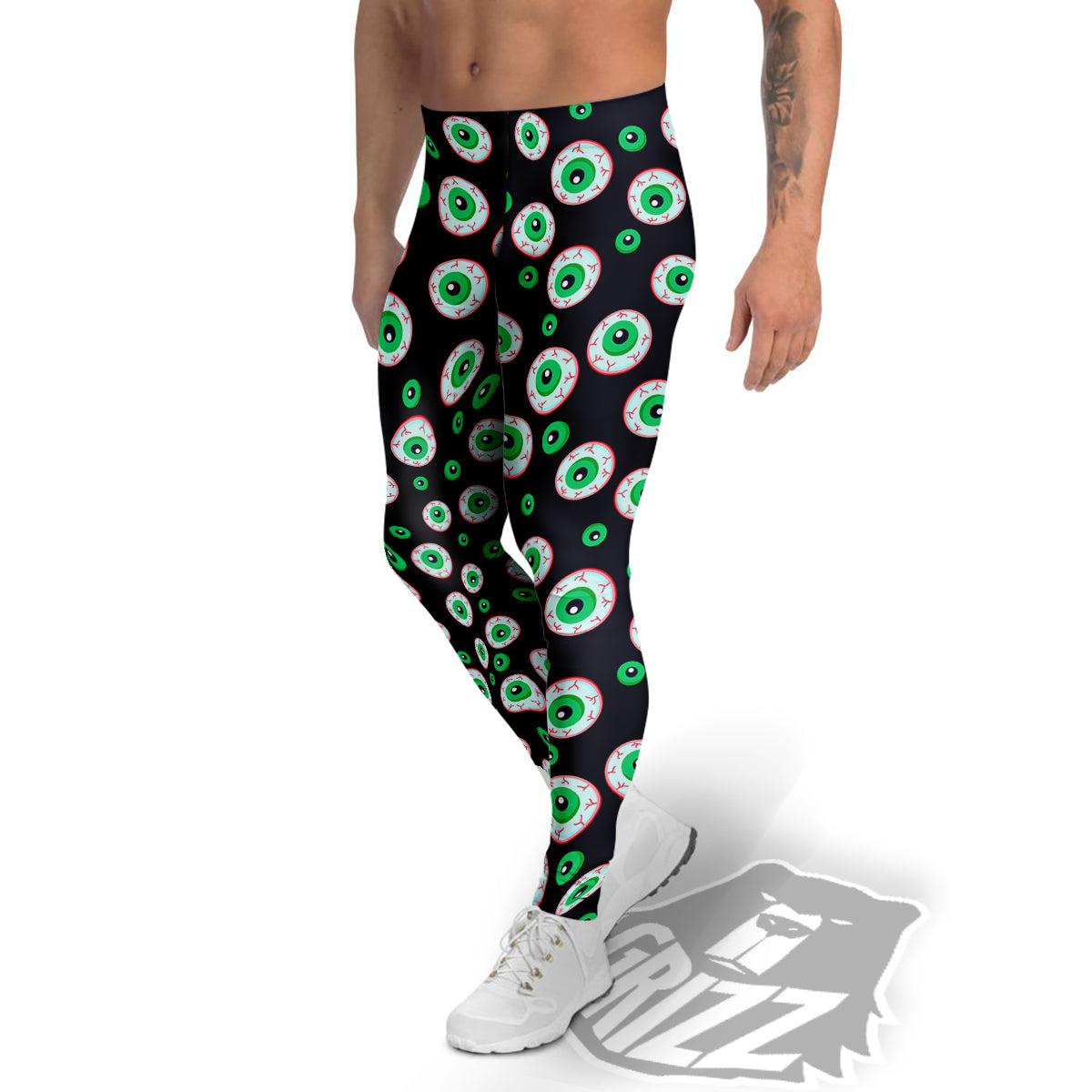 Zombie Eyeball Print Pattern Men's Leggings-grizzshop