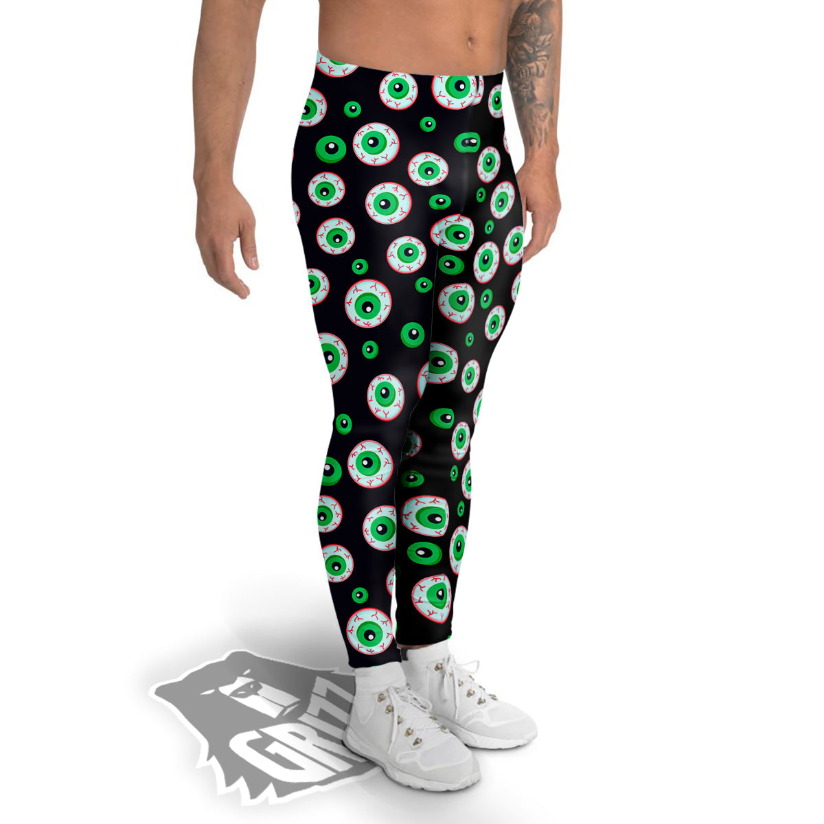 Zombie Eyeball Print Pattern Men's Leggings-grizzshop