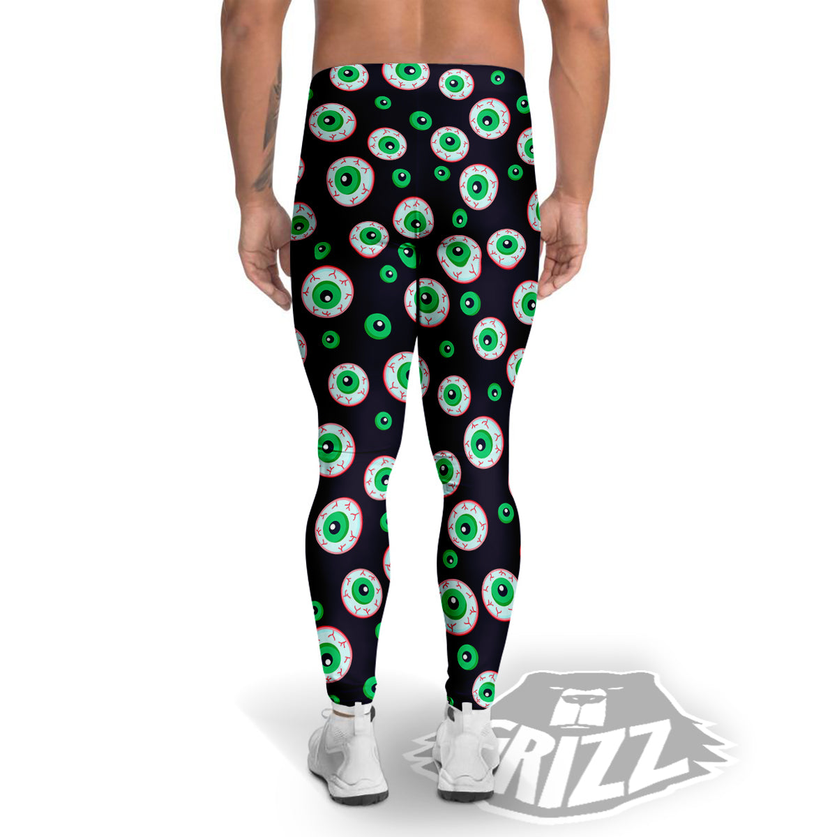 Zombie Eyeball Print Pattern Men's Leggings-grizzshop