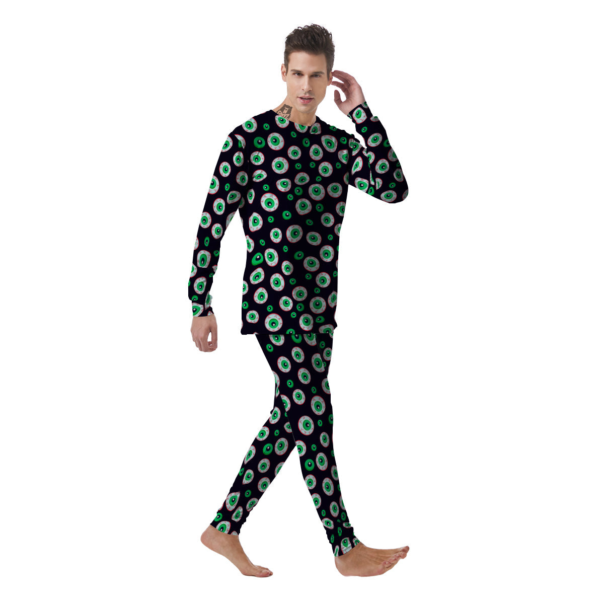 Zombie Eyeball Print Pattern Men's Pajamas-grizzshop