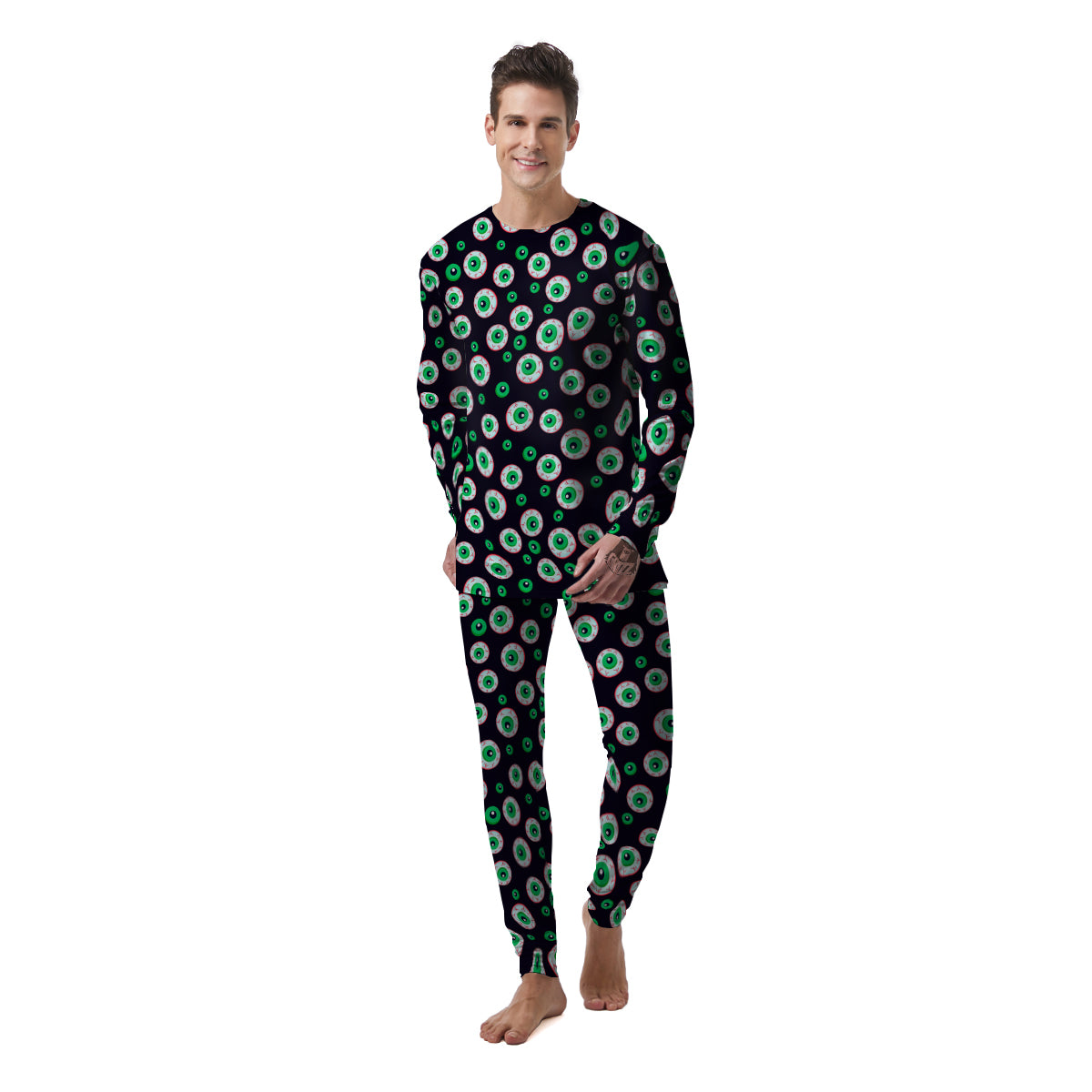 Zombie Eyeball Print Pattern Men's Pajamas-grizzshop