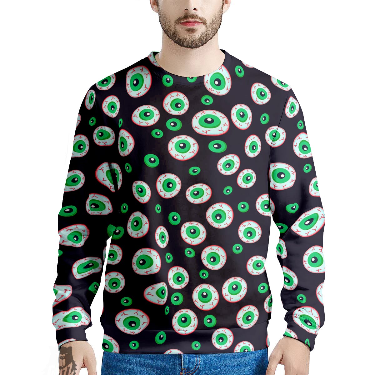 Zombie Eyeball Print Pattern Men's Sweatshirt-grizzshop