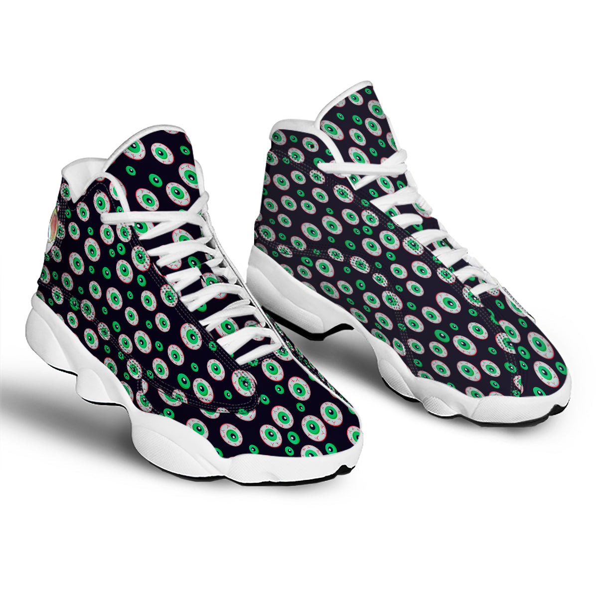 Zombie Eyeball Print Pattern White Basketball Shoes-grizzshop