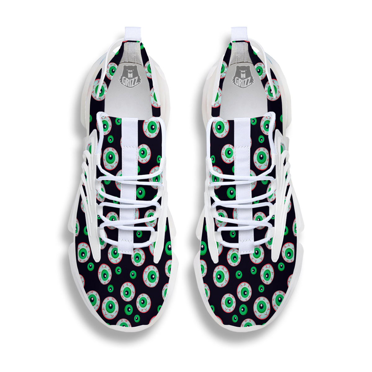 Zombie Eyeball Print Pattern White Gym Shoes-grizzshop