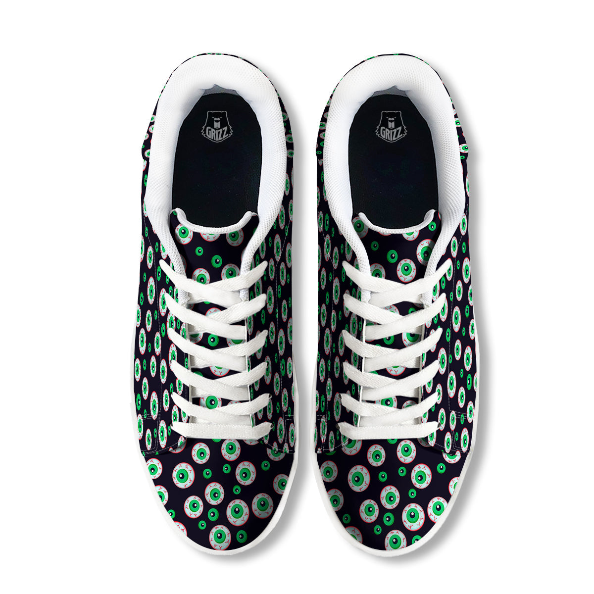 Zombie Eyeball Print Pattern White Low Top Sneakers-grizzshop