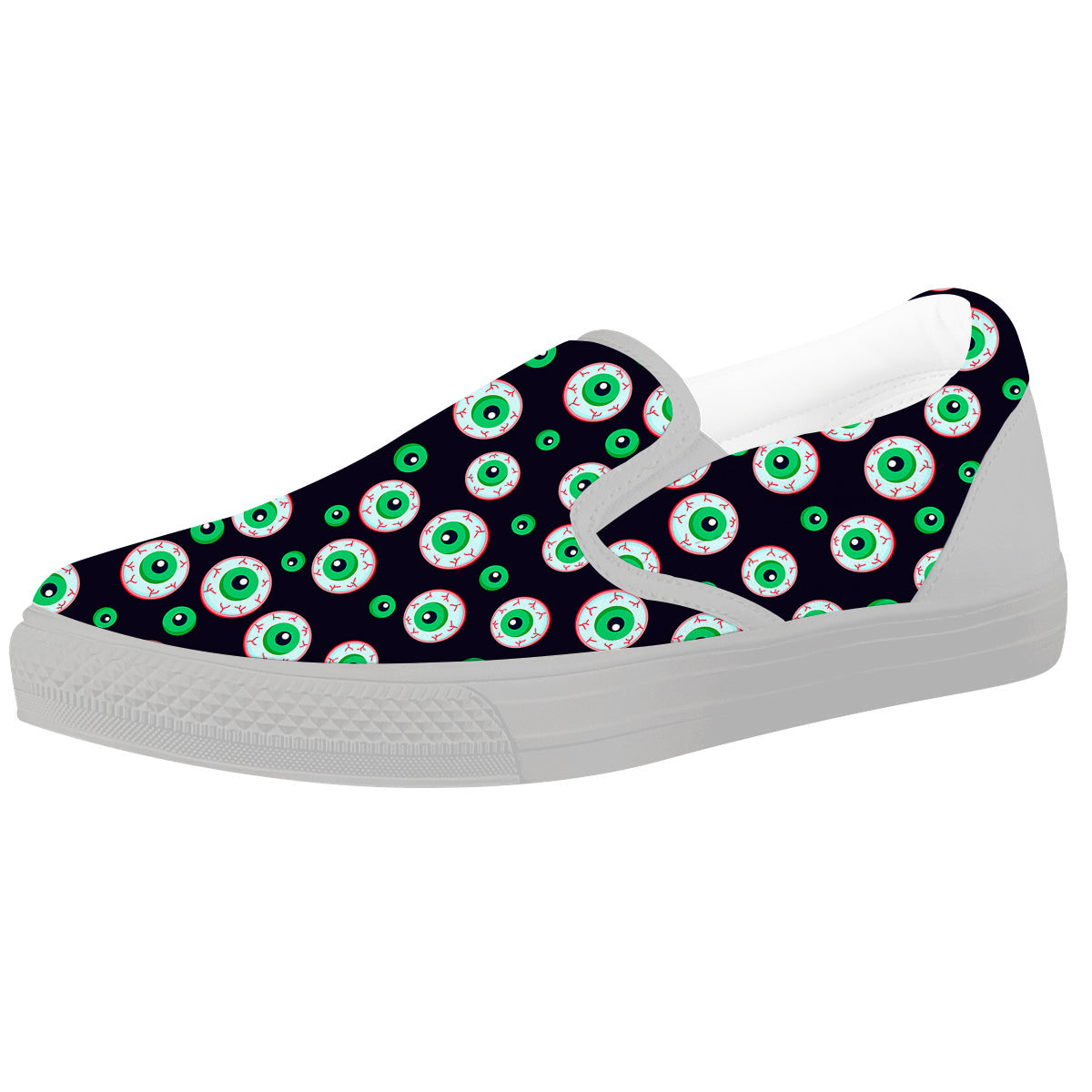 Zombie Eyeball Print Pattern White Slip On Shoes-grizzshop