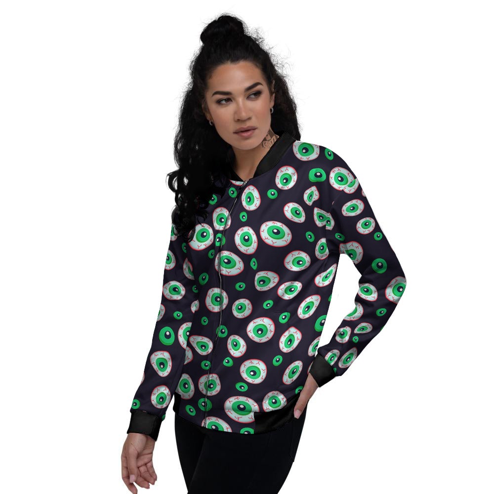 Zombie Eyeball Print Pattern Women's Bomber Jacket-grizzshop