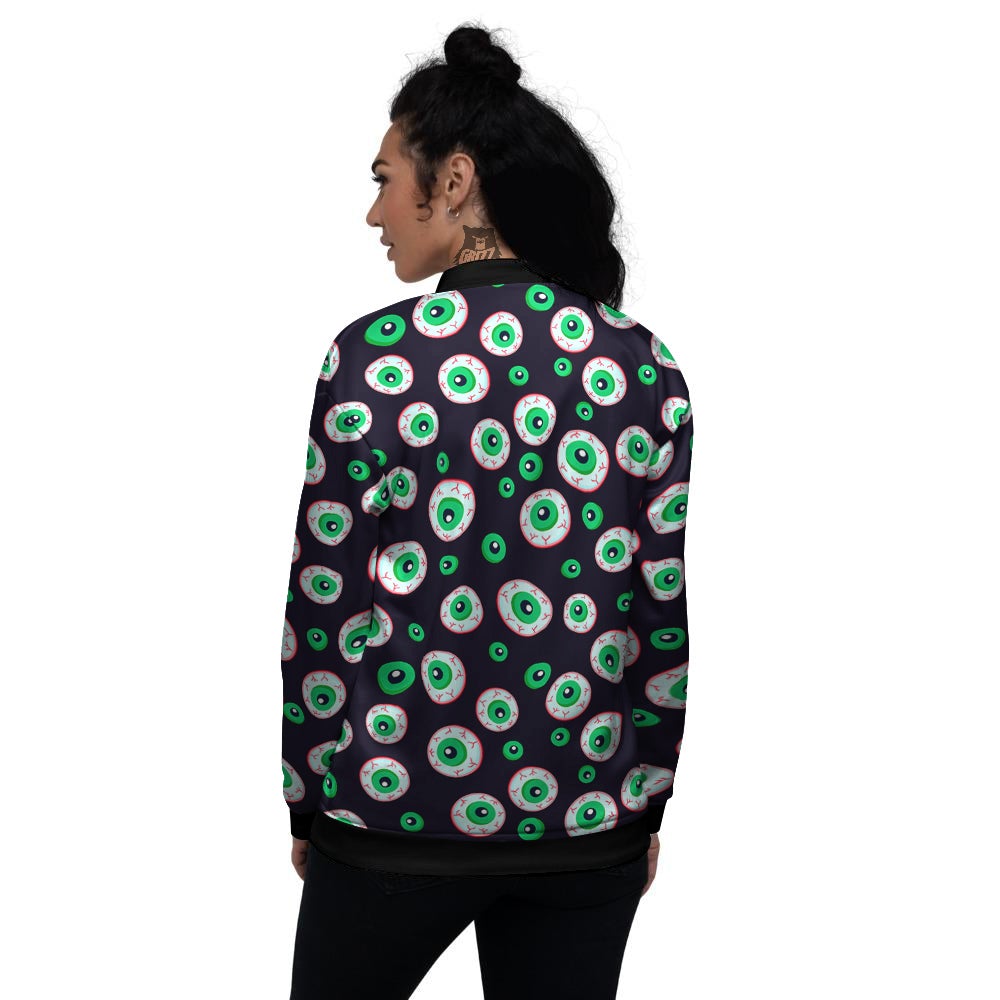 Zombie Eyeball Print Pattern Women's Bomber Jacket-grizzshop