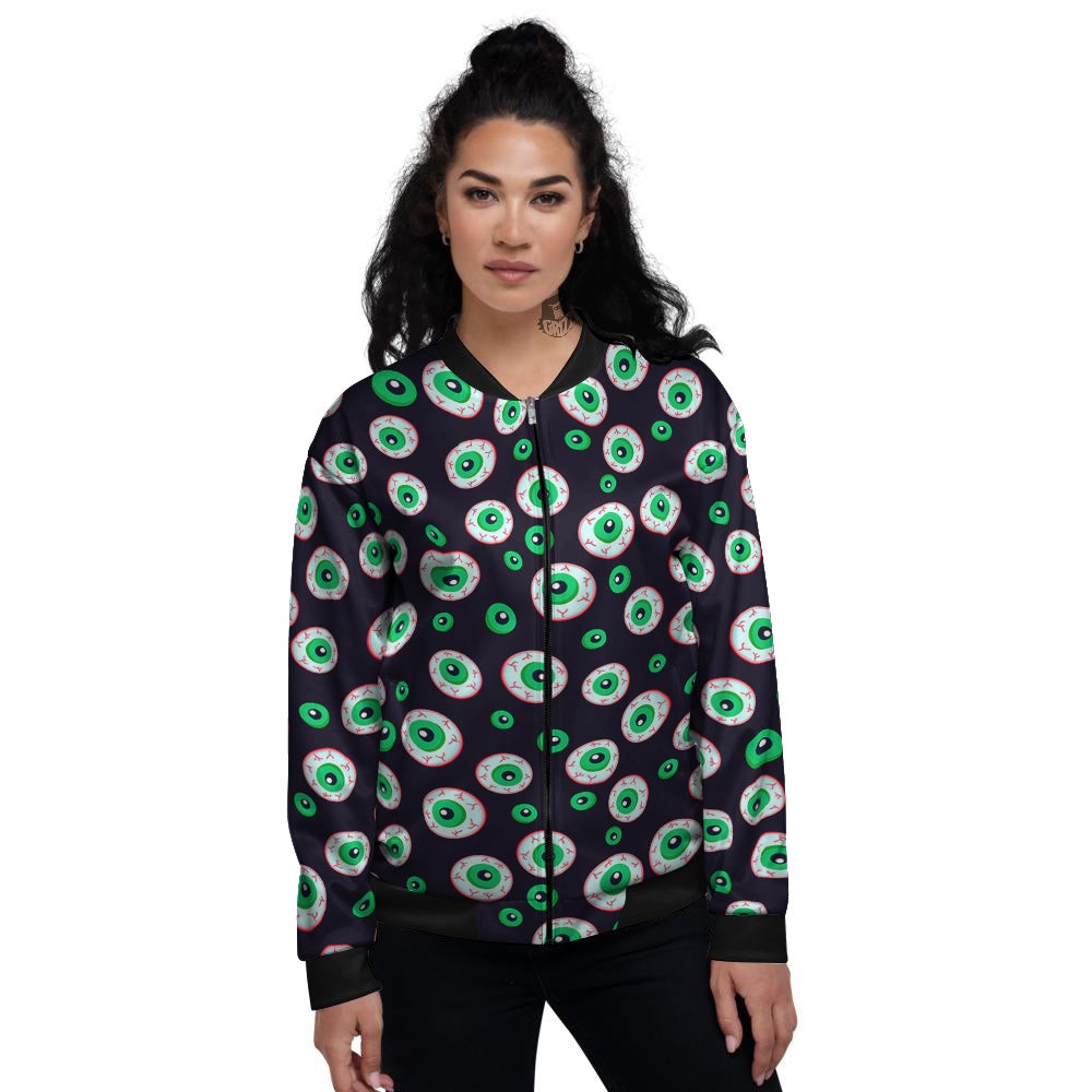 Zombie Eyeball Print Pattern Women's Bomber Jacket-grizzshop