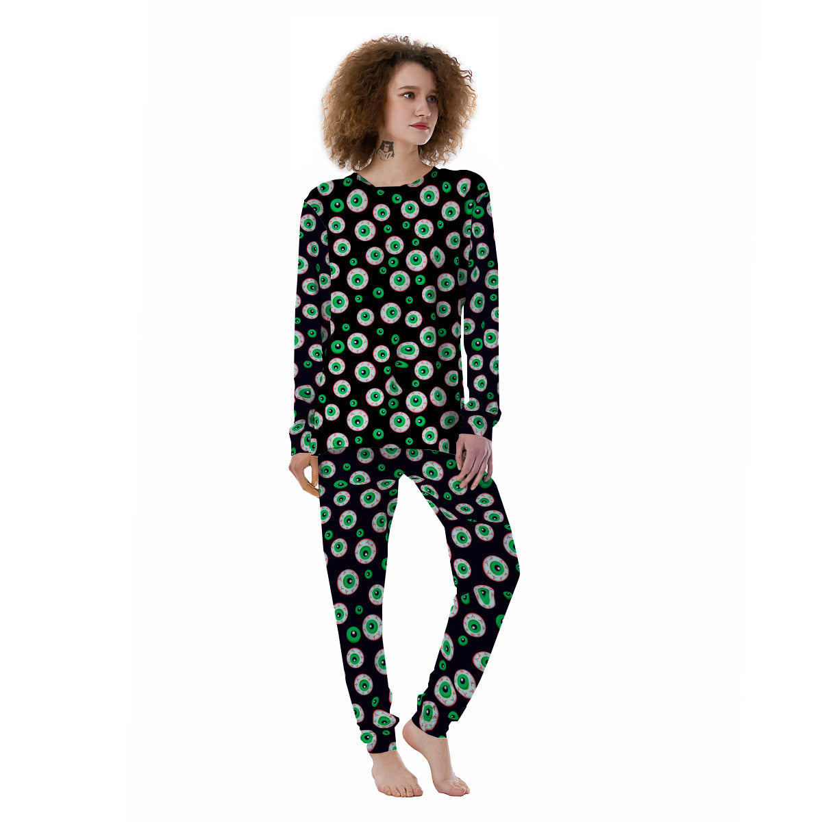 Zombie Eyeball Print Pattern Women's Pajamas-grizzshop