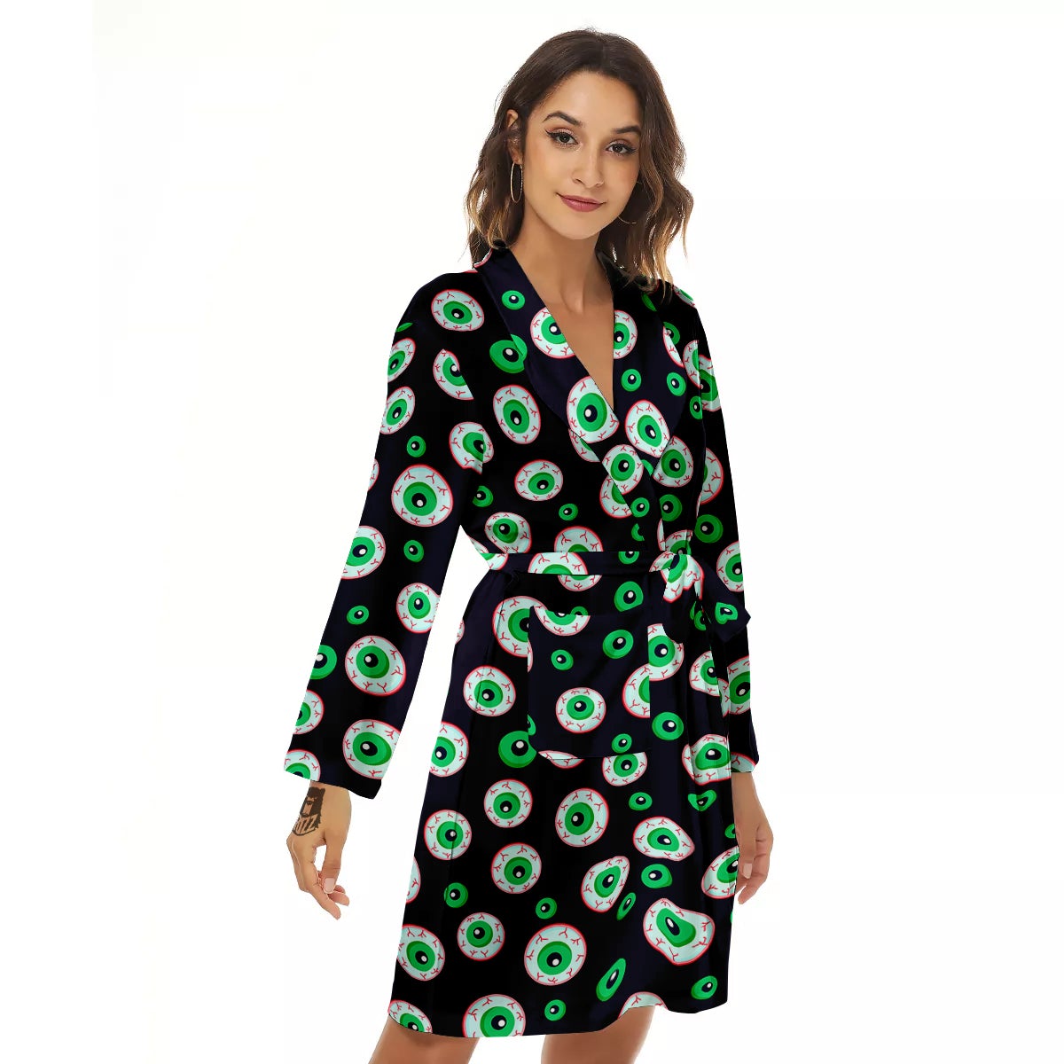 Zombie Eyeball Print Pattern Women's Robe-grizzshop