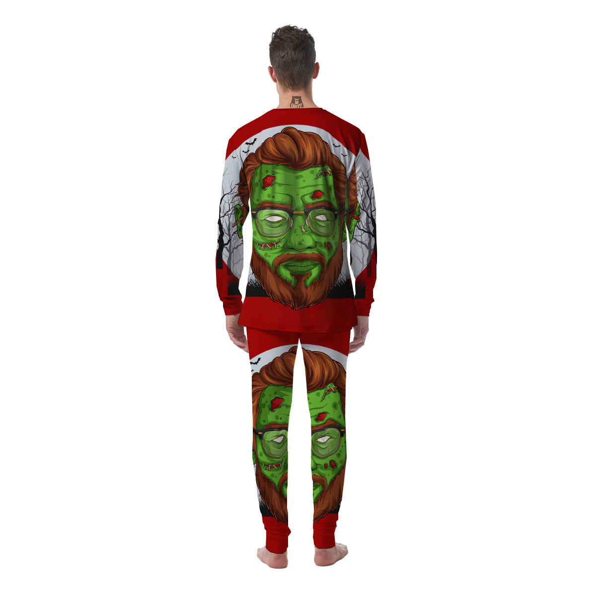 Zombie Face Halloween Character Print Men's Pajamas-grizzshop