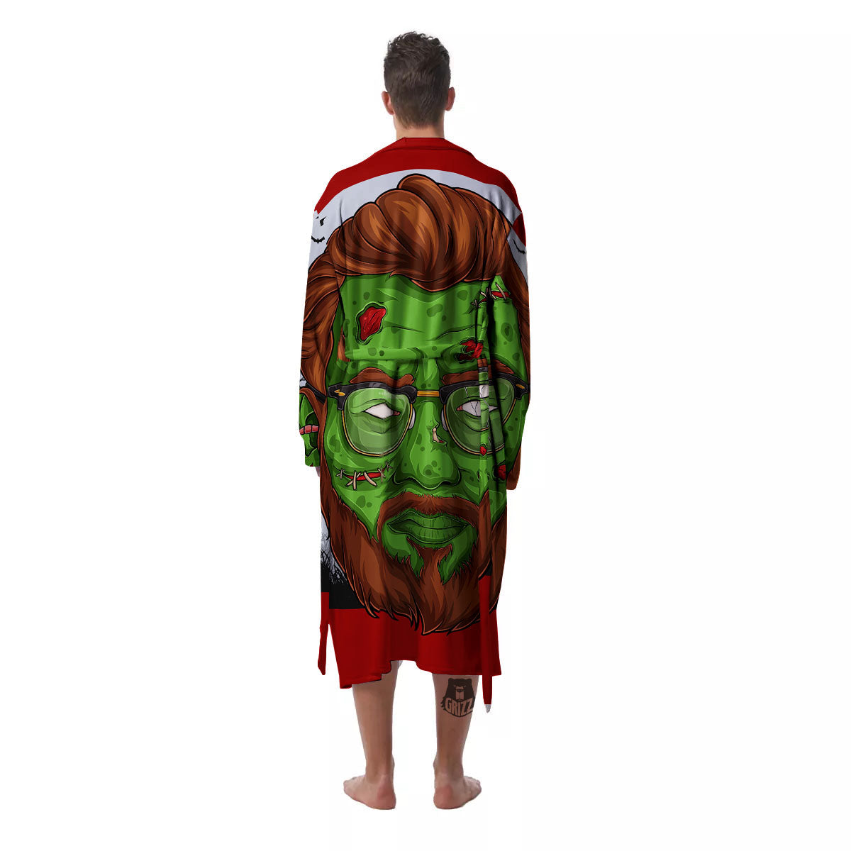 Zombie Face Halloween Character Print Men's Robe-grizzshop