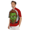 Zombie Face Halloween Character Print Men's Short Sleeve Shirts-grizzshop