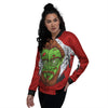 Zombie Face Halloween Character Print Women's Bomber Jacket-grizzshop