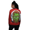 Zombie Face Halloween Character Print Women's Bomber Jacket-grizzshop