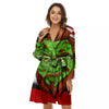 Zombie Face Halloween Character Print Women's Robe-grizzshop