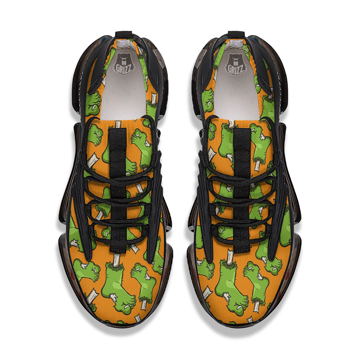 Zombie Foot Print Pattern Black Gym Shoes-grizzshop