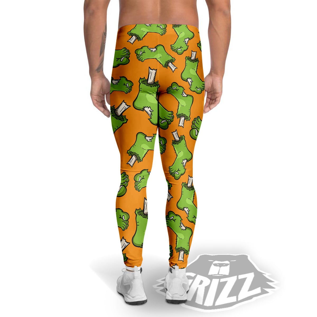 Zombie Foot Print Pattern Men's Leggings-grizzshop