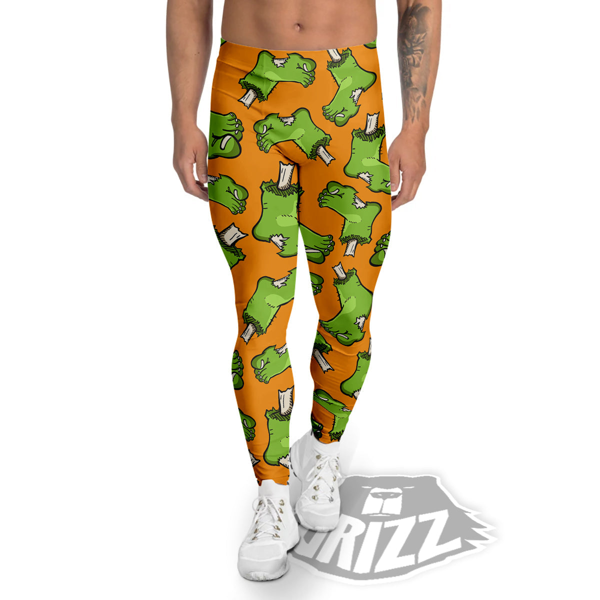 Zombie Foot Print Pattern Men's Leggings-grizzshop