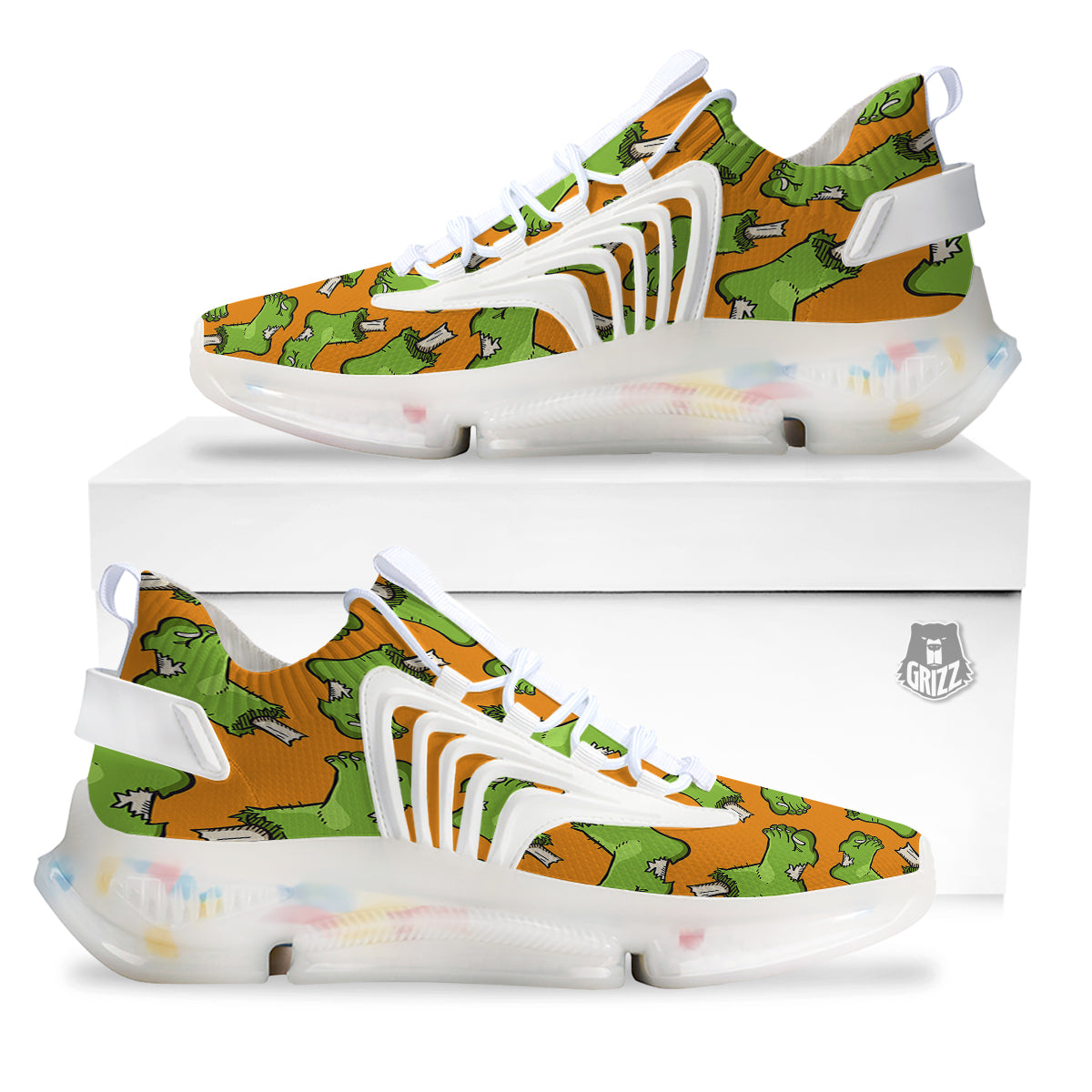 Zombie Foot Print Pattern White Gym Shoes-grizzshop