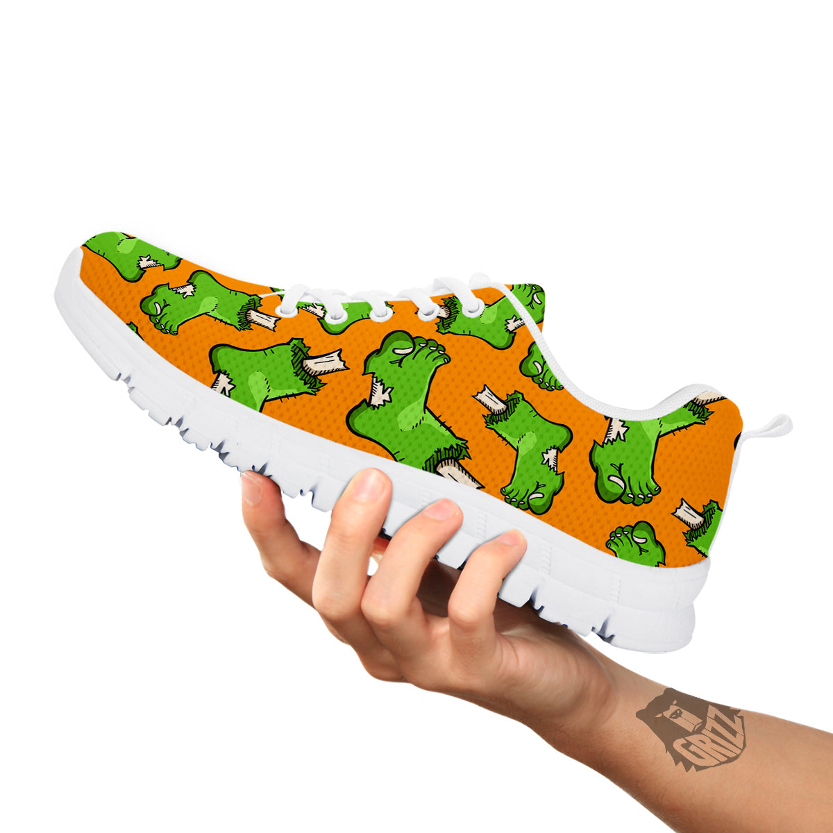 Zombie Foot Print Pattern White Sneaker-grizzshop