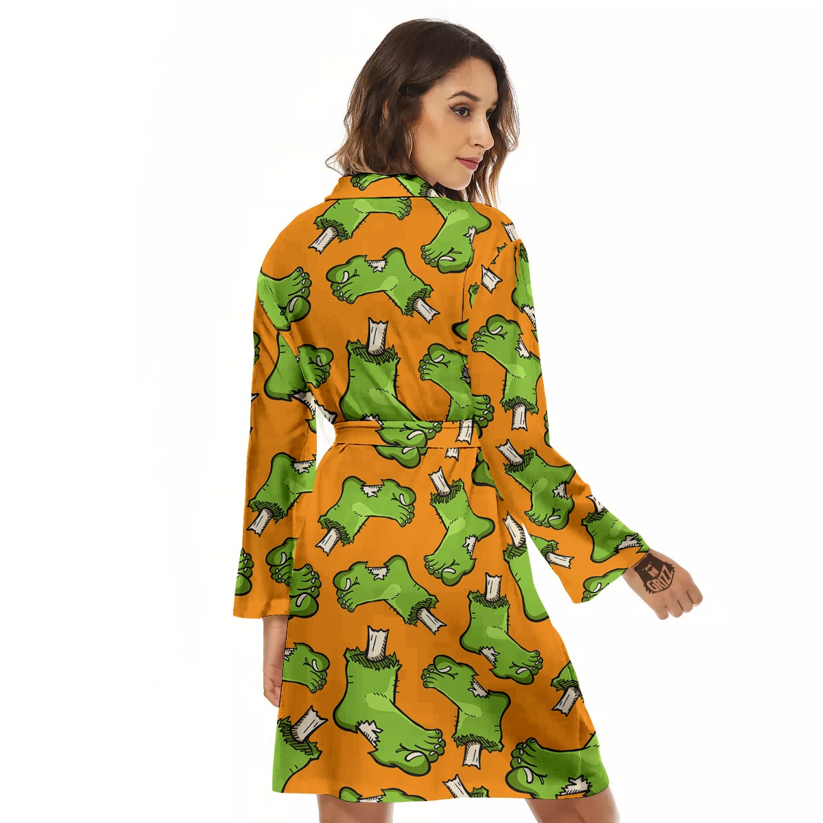 Zombie Foot Print Pattern Women's Robe-grizzshop