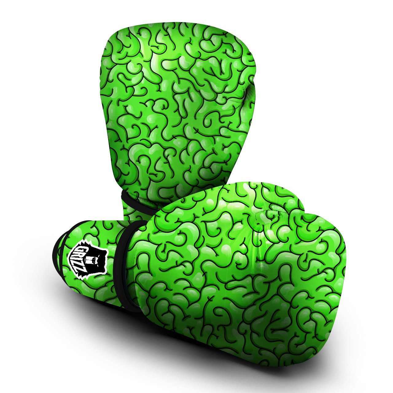 Zombie Green Brain Print Pattern Boxing Gloves-grizzshop
