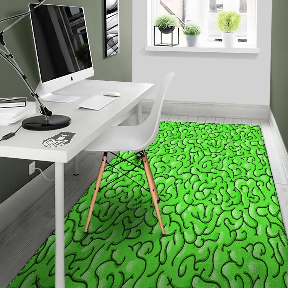 Zombie Green Brain Print Pattern Floor Mat-grizzshop