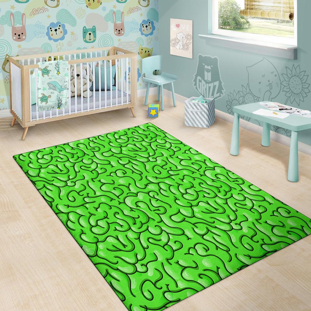 Zombie Green Brain Print Pattern Floor Mat-grizzshop