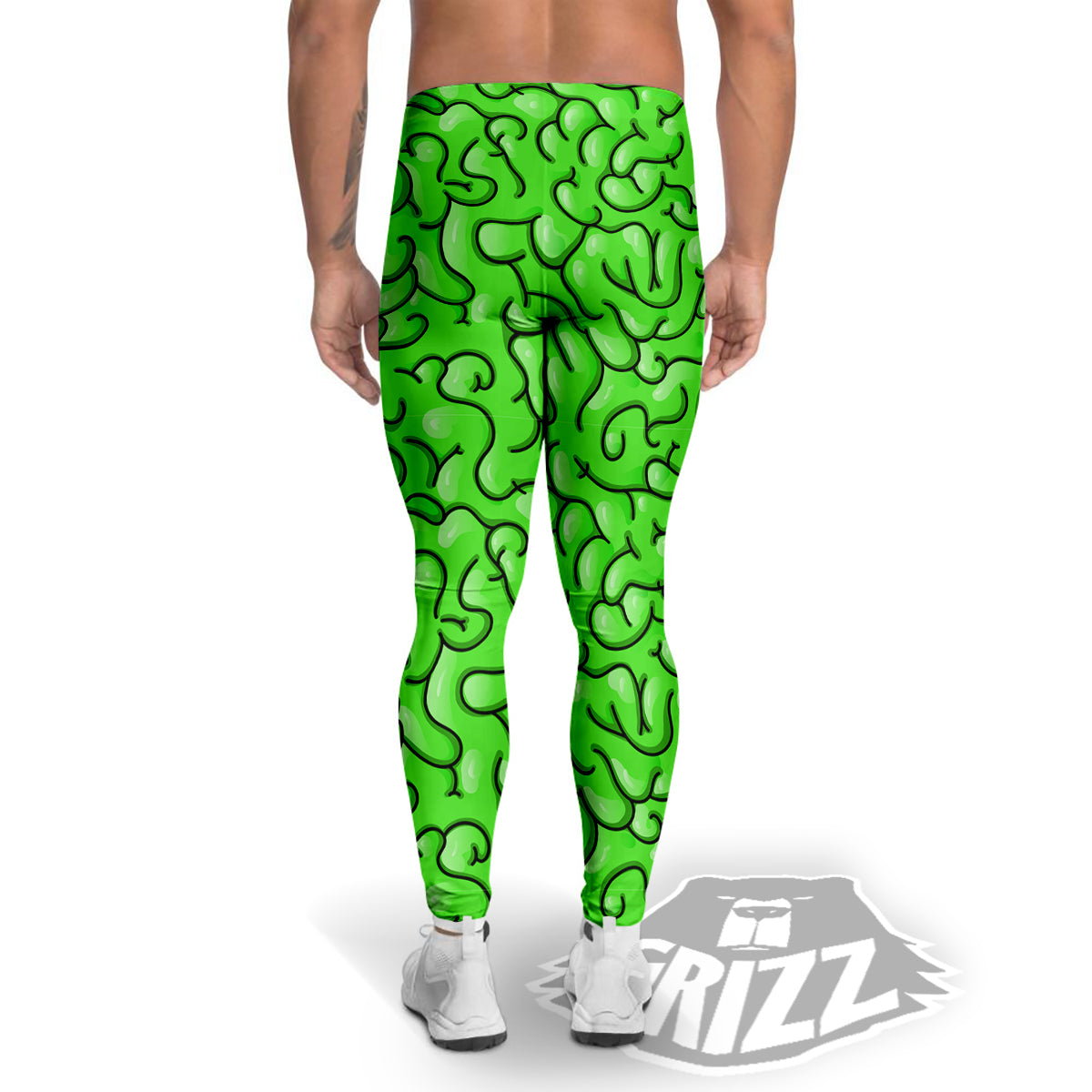 Zombie Green Brain Print Pattern Men's Leggings-grizzshop