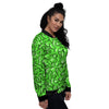 Zombie Green Brain Print Pattern Women's Bomber Jacket-grizzshop